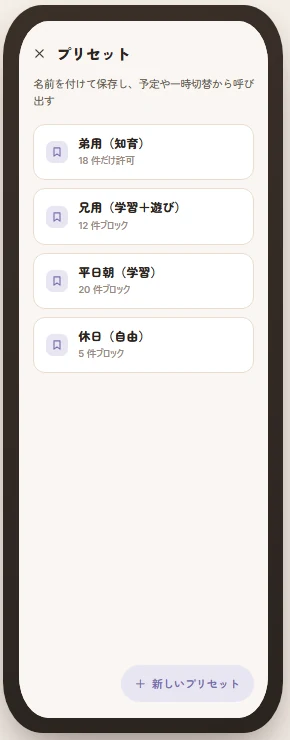 プロファイル画面
